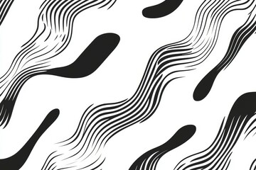 Obraz premium Abstract background with organic irregular circular lines seamless pattern wallpaper black and white