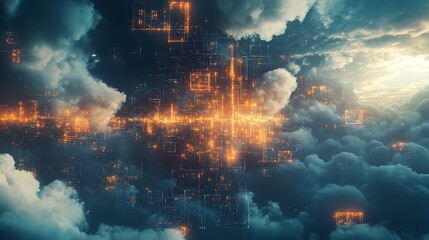 Fototapeta premium Abstract futuristic designs representing cloud computing in modern technology ecosystems picture