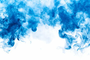 Fototapeta premium A striking border of blue smoke rendered with transparency, against a clean white background, ideal for digital art, website borders, or creative graphic design.