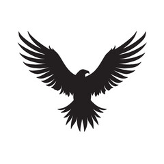 Soaring Eagle Silhouette Over Mountain Landscape