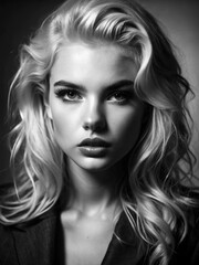 portrait of a beautiful woman black and white