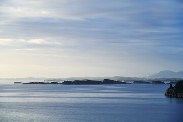 Norwegian coast in the evening.