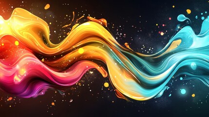Obraz premium Abstract Colorful Liquid Wave Swirl Digital Art Painting: Vibrant Hues and Dynamic Flow