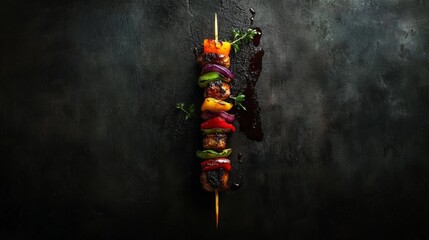 Grilled Skewers with Colorful Vegetables and Juicy Meat Delight