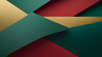 Minimalist Christmas, green, red, gold, Geometric Background with Soft Gradients and Modern Aesthetic