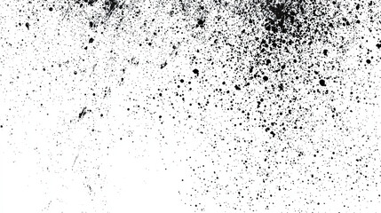 Obraz premium black paint splatters scattered across a white background, illustrating a striking contrast and an abstract artistic style, Perfect for background use in videos and projects