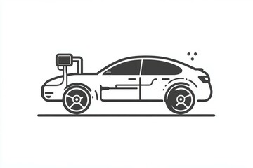 Obraz premium Line drawing of sports car on white background