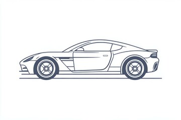 Line drawing of sports car on white background