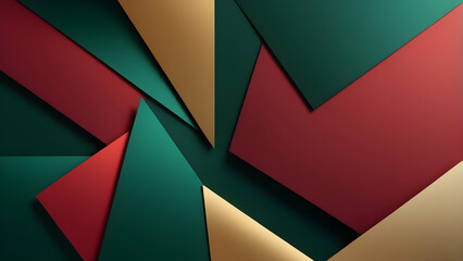 Obraz premium Minimalist Christmas green, red, gold, Geometric Background with Soft Gradients and Modern Aesthetic