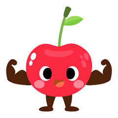 Funny Cherry cartoon, smart muscle fruit