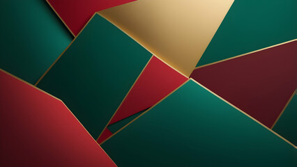 Obraz premium Minimalist Christmas green, red, gold, Geometric Background with Soft Gradients and Modern Aesthetic