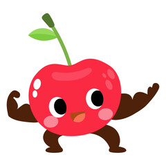 Funny Cherry cartoon, smart muscle fruit
