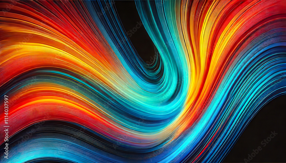 Poster swirling hues of red, orange, blue, and turquoise create a captivating abstract pattern that draws t