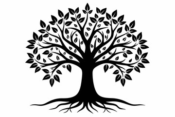 Minimalist Black Tree of Life Silhouette Vector Art