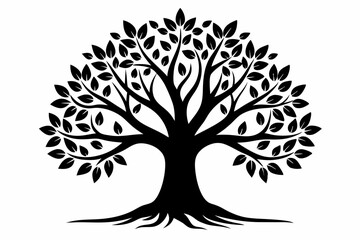 Obraz premium Minimalist Black Tree of Life Silhouette Vector Art
