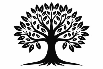 Minimalist Black Tree of Life Silhouette Vector Art