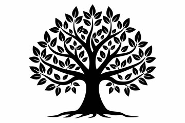 Obraz premium Minimalist Black Tree of Life Silhouette Vector Art