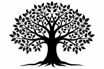 Minimalist Black Tree of Life Silhouette Vector Art