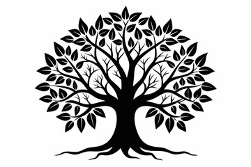 Obraz premium Minimalist Black Tree of Life Silhouette Vector Art