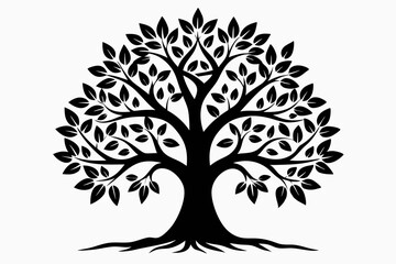 Obraz premium Minimalist Black Tree of Life Silhouette Vector Art