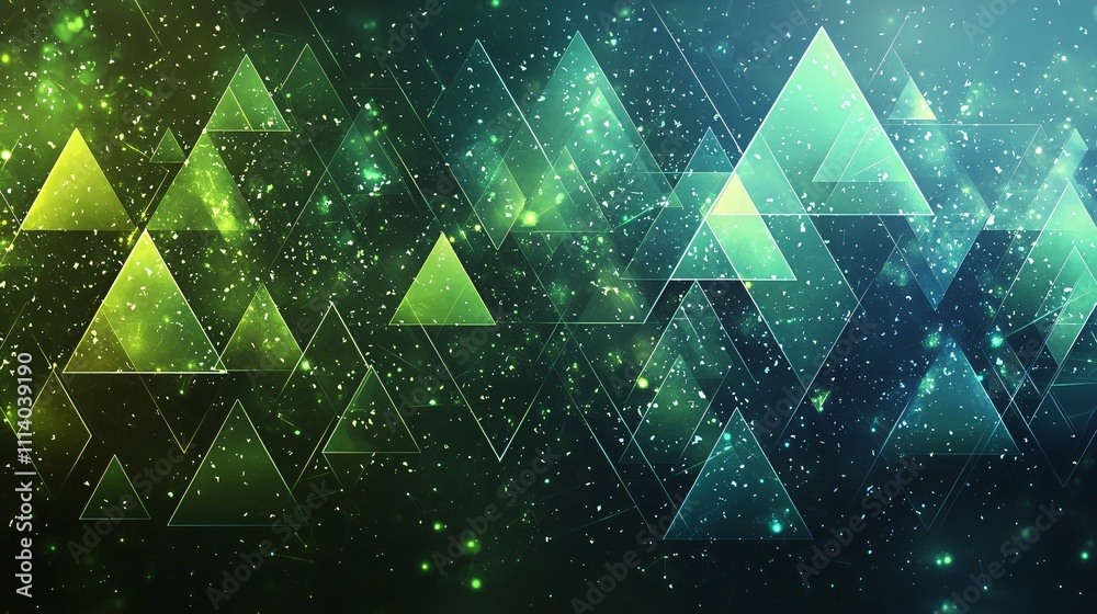 Poster dynamic geometric abstract design featuring triangular patterns in vibrant colors