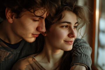 Generative AI Image of Cozy Couple in Love Spending Quality Time Together at Home