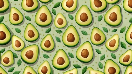 cute avocado fruit seamless with high detailing