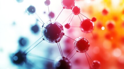 Abstract 3D rendering of interconnected spheres, representing molecular structures or networks.
