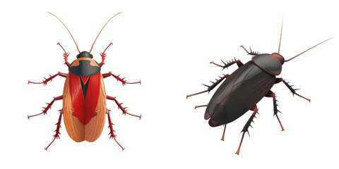 3d render cockroach isolated on transparent background Cartoon Illustration in plastic style