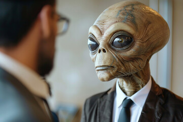 Alien, extraterrestrial or earth invasion from outer space generative AI design