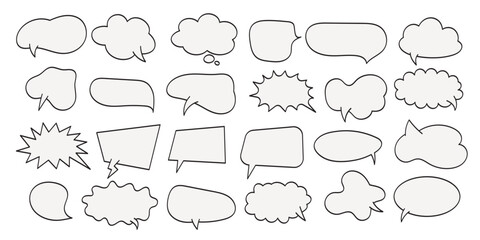 Speech bubble set. Talk bubble. Blank empty speech bubbles on white background. Speak bubble text, cartoon chatting box, message box. Cute vector sticker element for design