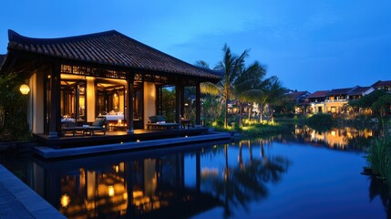 Fototapeta premium Iconic Japanese Covered Bridge in Hoi An at Night