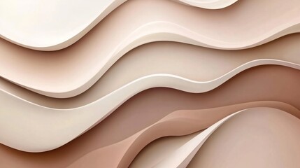 Obraz premium Abstract Background with Wavy Layers in Light Brown and White Tones