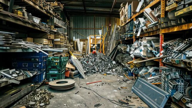 Messy Metal Scrap Yard Warehouse