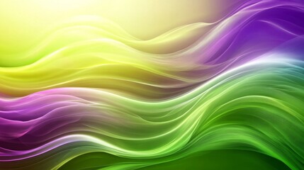 Fototapeta premium Abstract Green, Purple, and White Wavy Lines