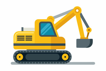 Naklejka premium Yellow crawler excavator. Side view. Isolated vector