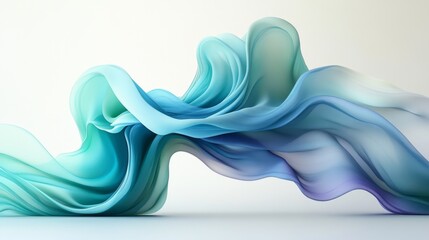 Abstract Blue and Green Fabric Swirling in Space