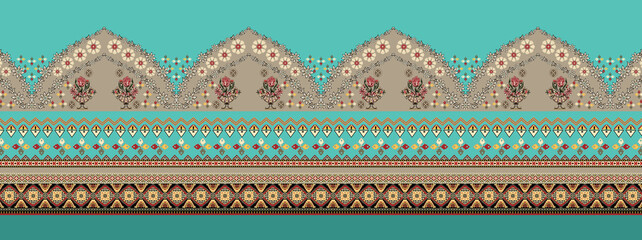 Seamless Paisley Indian Silky boder	
