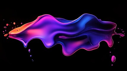 Abstract Neon Liquid Splash: Dynamic Purple and Blue Swirl on Black Background