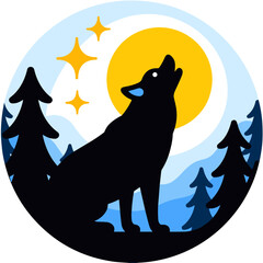Wolf Howling at the Moon