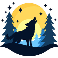 Wolf Howling at the Moon