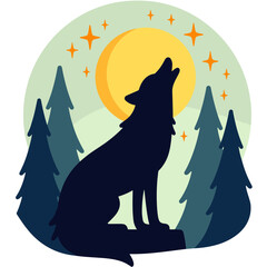 Wolf Howling at the Moon