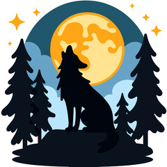 Wolf Howling at the Moon