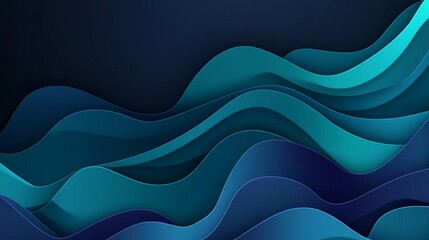 Obraz premium Abstract Blue and Teal Wavy Paper Cutout Background
