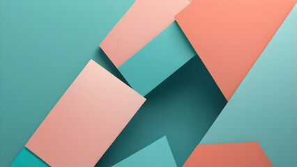 Minimalist Turquoise, Coral Geometric Background with Soft Gradients and Modern Aesthetic