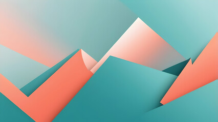 Minimalist Turquoise, Coral Geometric Background with Soft Gradients and Modern Aesthetic