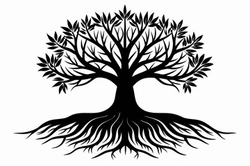 Minimalist Nature Roots Silhouette Black Vector Art