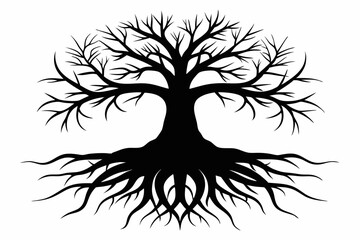 Minimalist Nature Roots Silhouette Black Vector Art