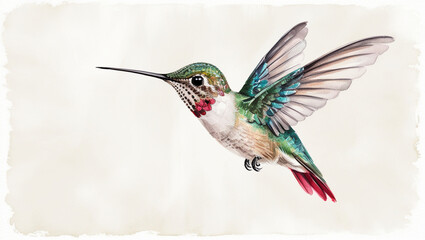 Fototapeta premium Watercolor hummingbird isolated.