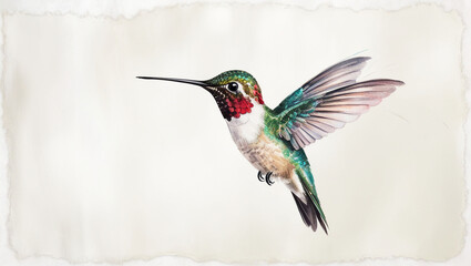 Watercolor hummingbird isolated.